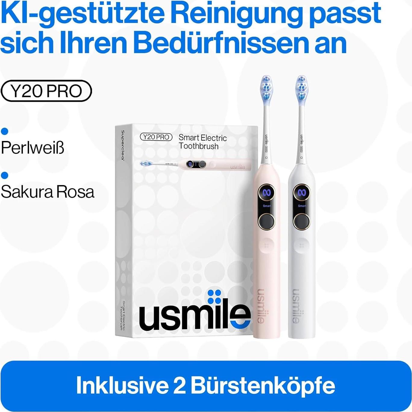 Cepillo de Dientes Eléctrico usmile Y20PRO Rosa, 4 Modos, App