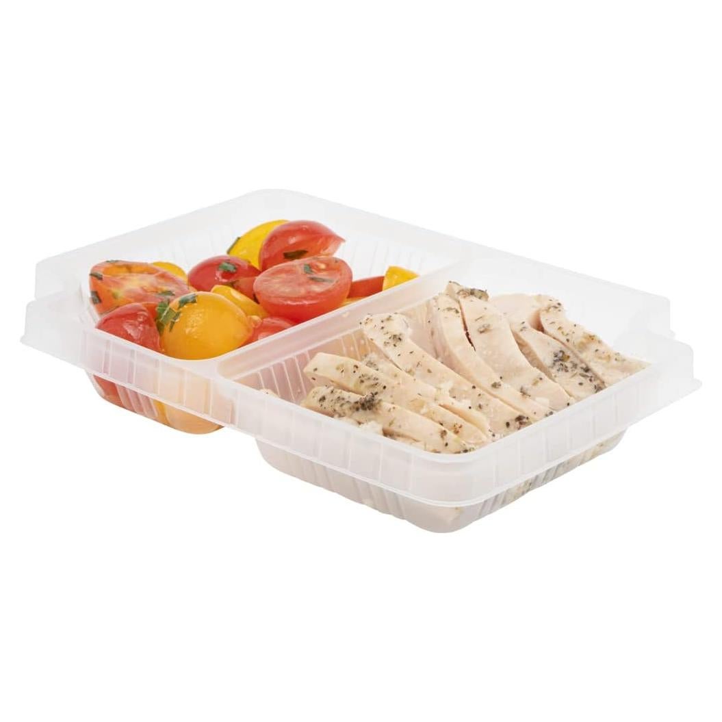 Bandejas de Plástico Transparentes 14 Onzas 2 Compartimentos Restaurantware