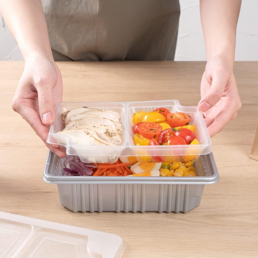 Bandejas de Plástico Transparentes 14 Onzas 2 Compartimentos Restaurantware