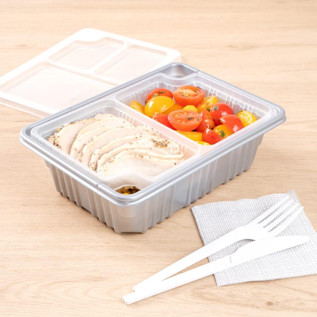 Bandejas de Plástico Transparentes 14 Onzas 2 Compartimentos Restaurantware
