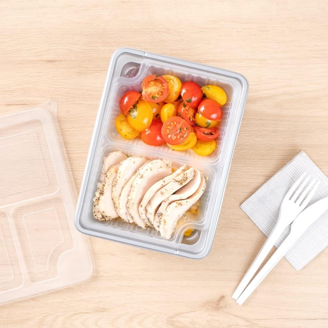 Bandejas de Plástico Transparentes 14 Onzas 2 Compartimentos Restaurantware