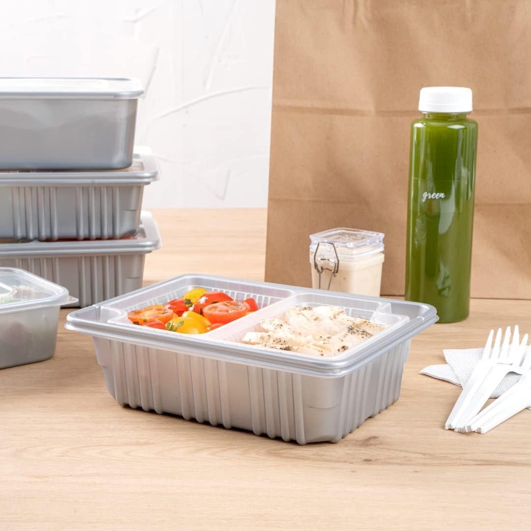 Bandejas de Plástico Transparentes 14 Onzas 2 Compartimentos Restaurantware