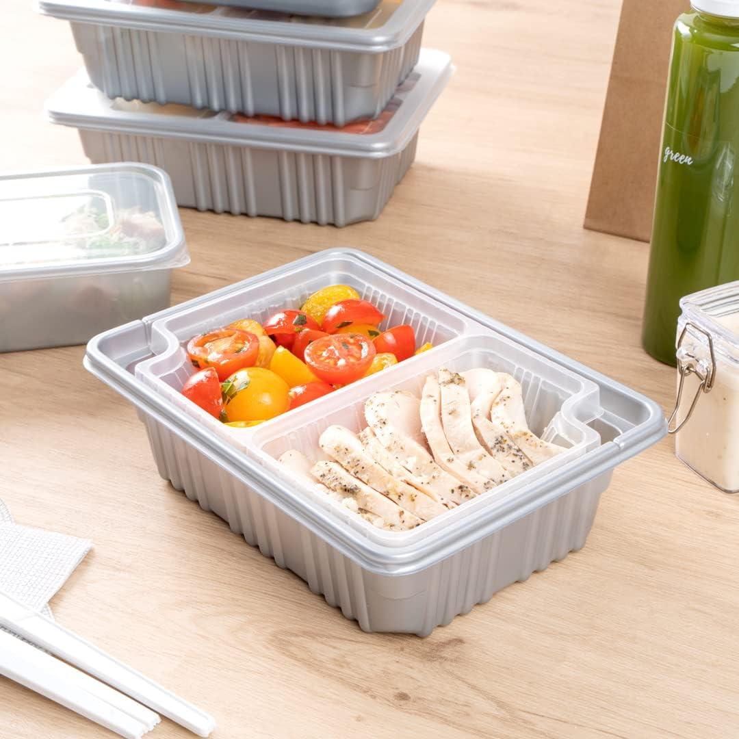 Bandejas de Plástico Transparentes 14 Onzas 2 Compartimentos Restaurantware