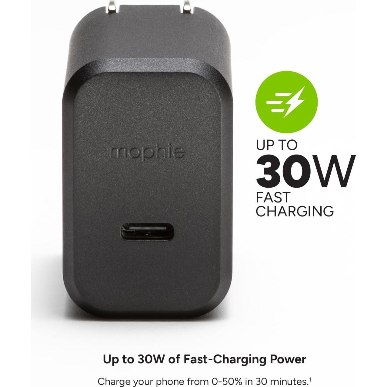 Cargador Rápido USB-C Mophie 30W - Compacto y Ecológico