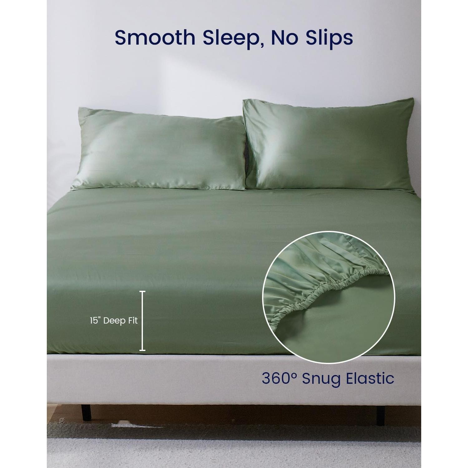 Sábana Ajustada ZonLi Queen Verde Aurora, 182.88x213.36 cm