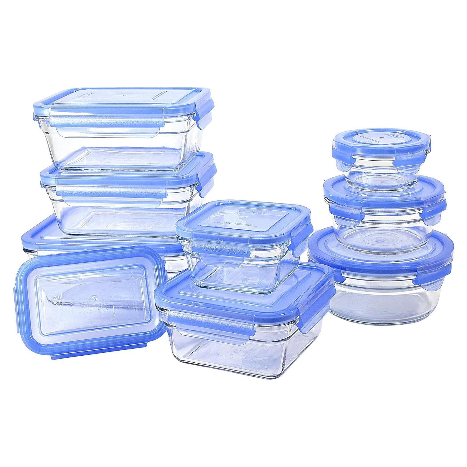 Conjunto de 18 Recipientes GlassLock A Prueba de Horno Azul