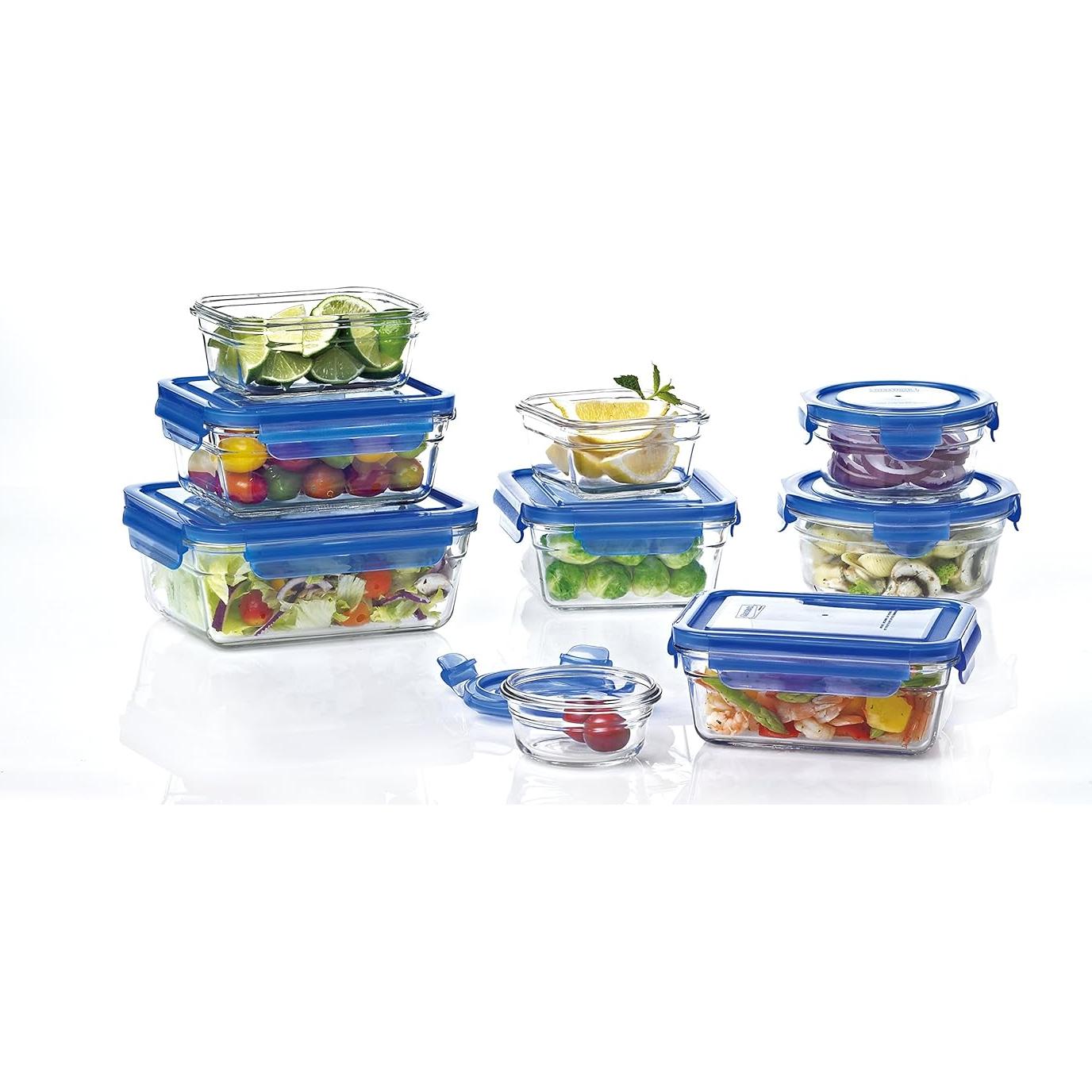 Conjunto de 18 Recipientes GlassLock A Prueba de Horno Azul