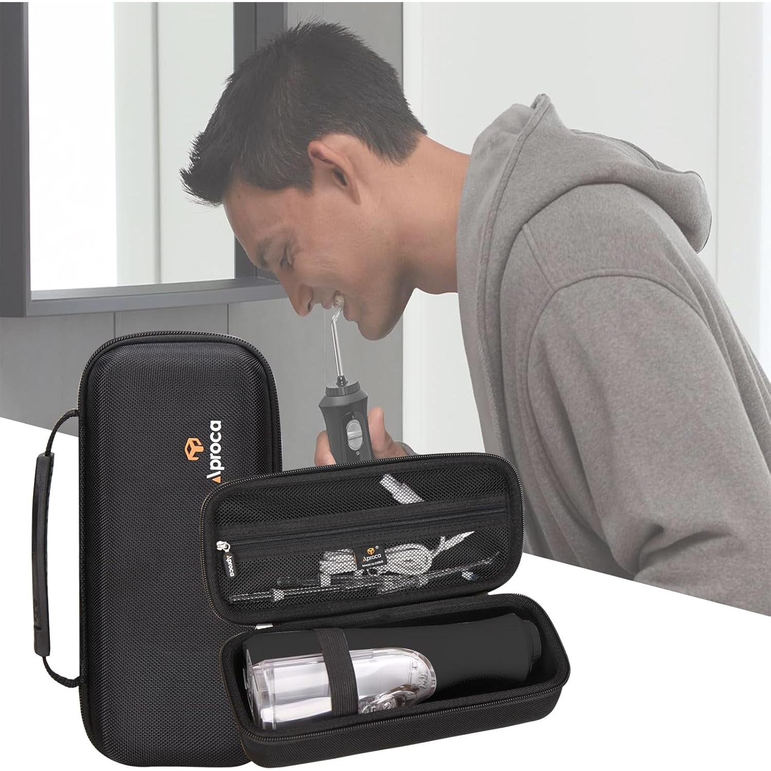 Funda de viaje dura negra Aproca para irrigador Waterpik WF-02