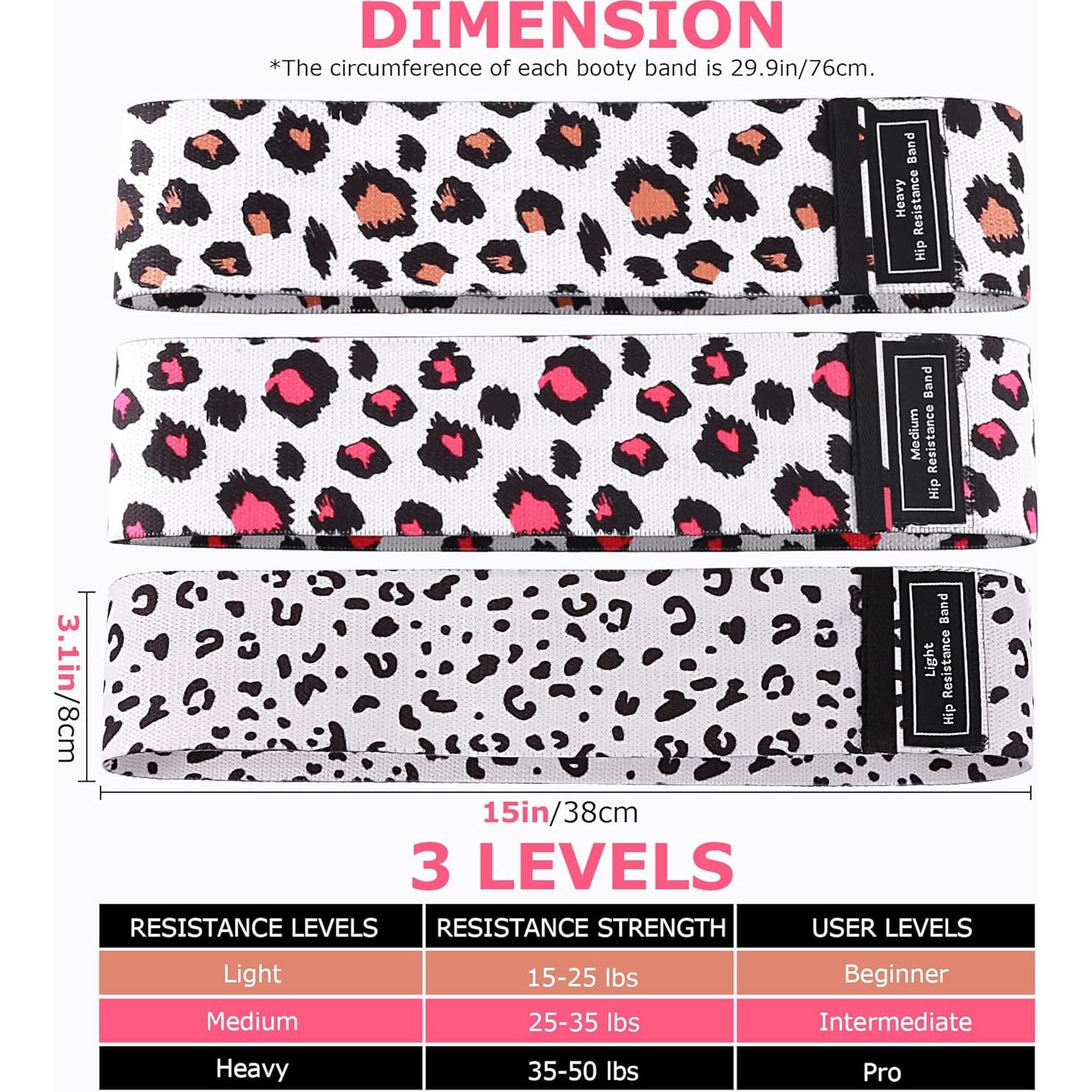 Bandas de Glúteos KRIXAM - 3 Niveles de Resistencia - Estampado Leopardo