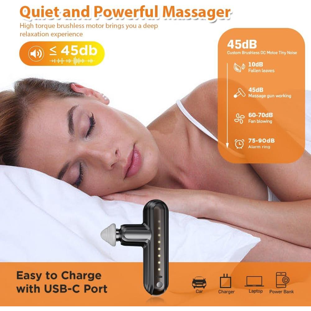 Pistola de Masaje Portátil ABPBP SK9 Mini - Tejido Profundo, 4 Cabezas