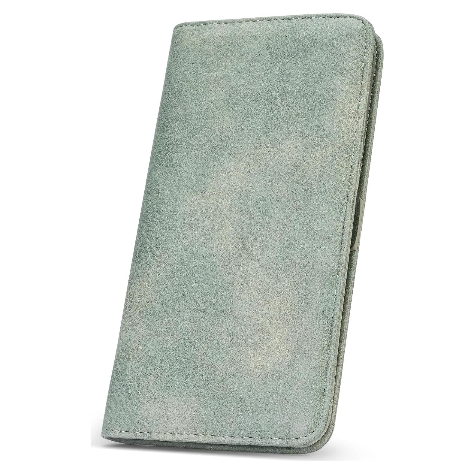 Cartera Slim MEITRUE Mujeres Cuero RFID Bifold Verde 19x9.5cm