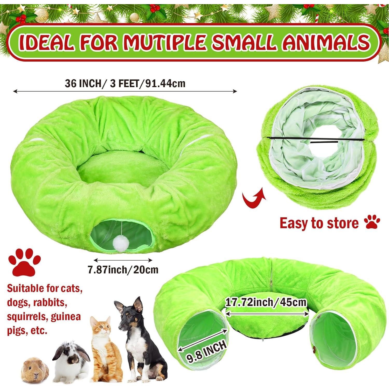 Túnel para Gatos Soulchen Navidad Verde Peludo 91.44cm x 24.89cm