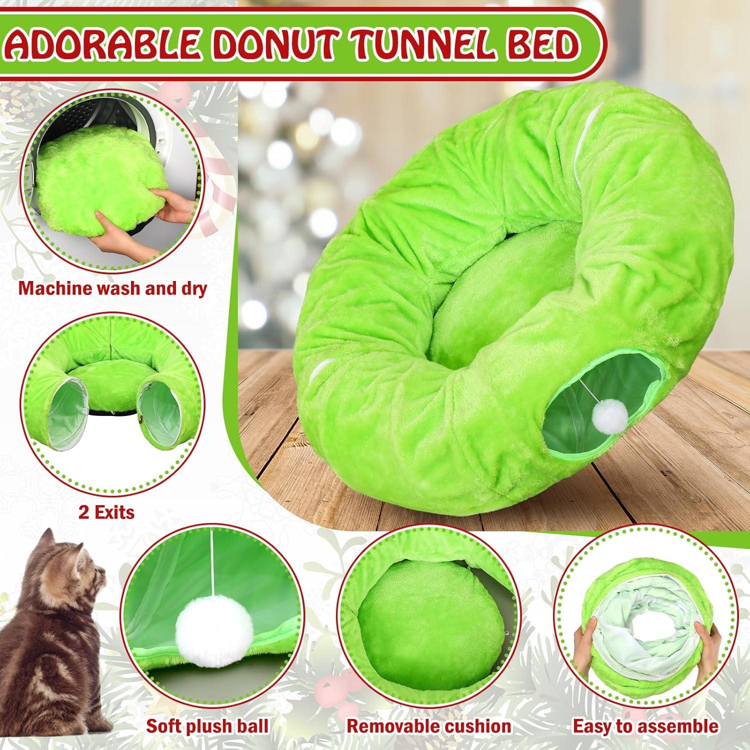 Túnel para Gatos Soulchen Navidad Verde Peludo 91.44cm x 24.89cm