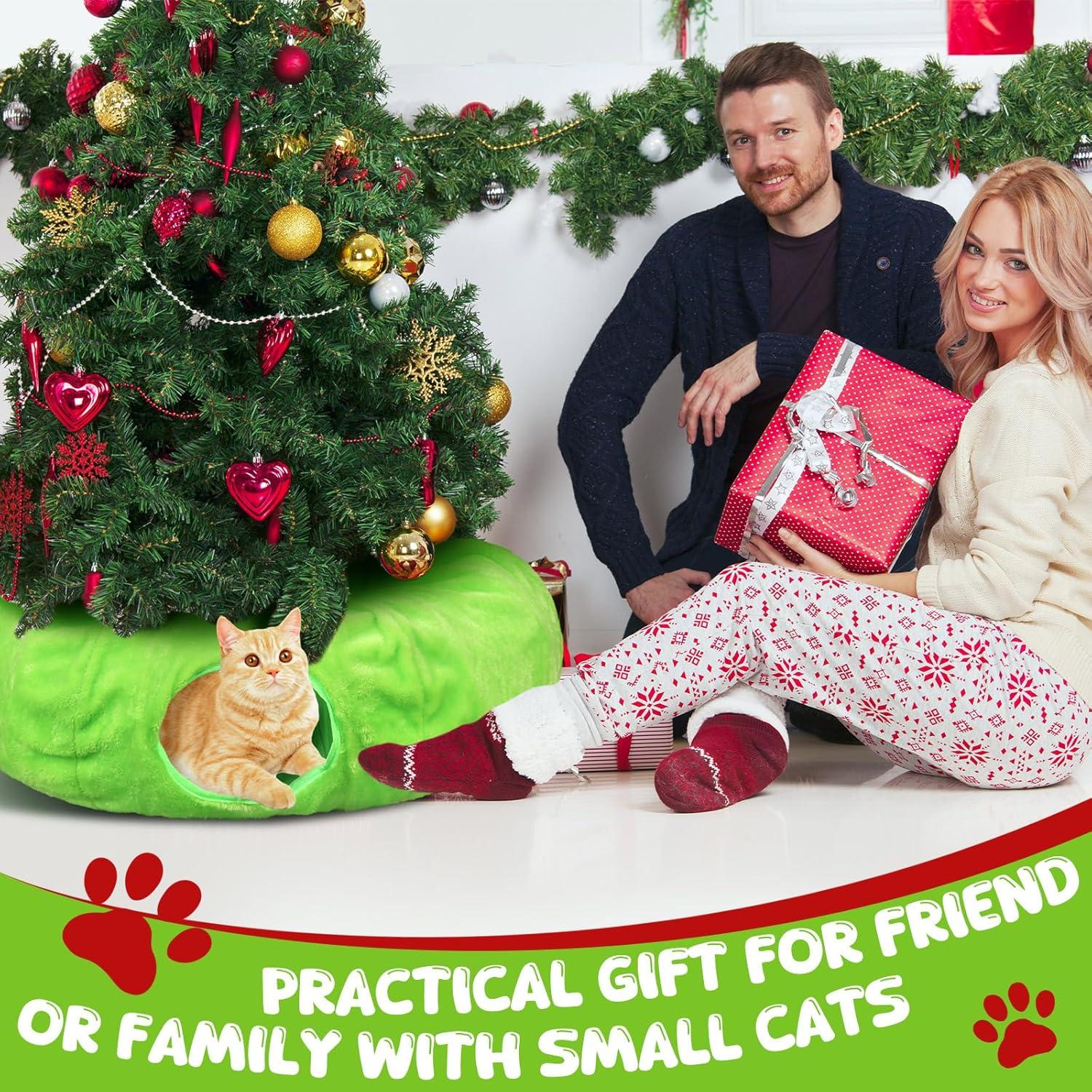 Túnel para Gatos Soulchen Navidad Verde Peludo 91.44cm x 24.89cm