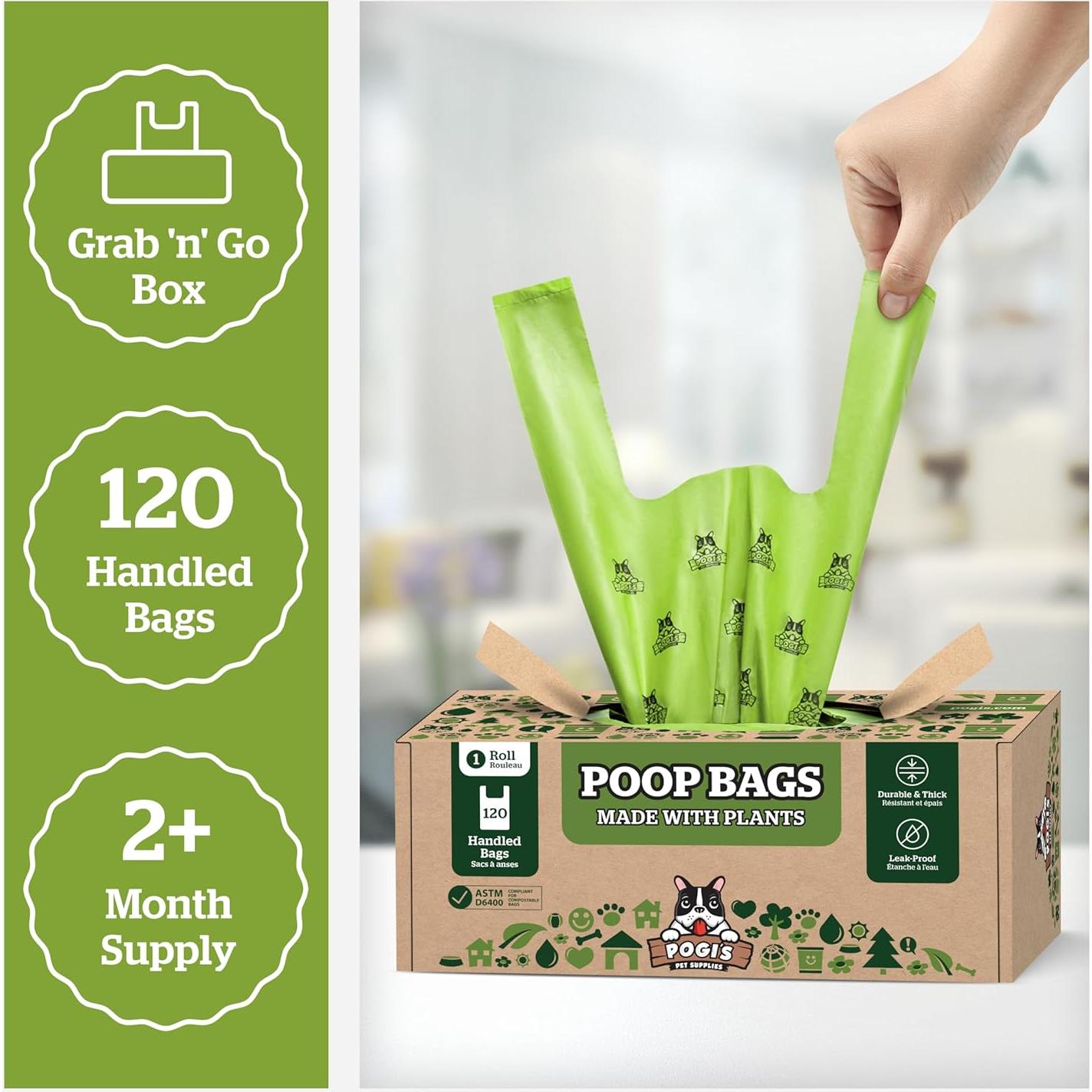 Bolsas Compostables para Mascotas Pogi - 120 Unidades Extra Grandes