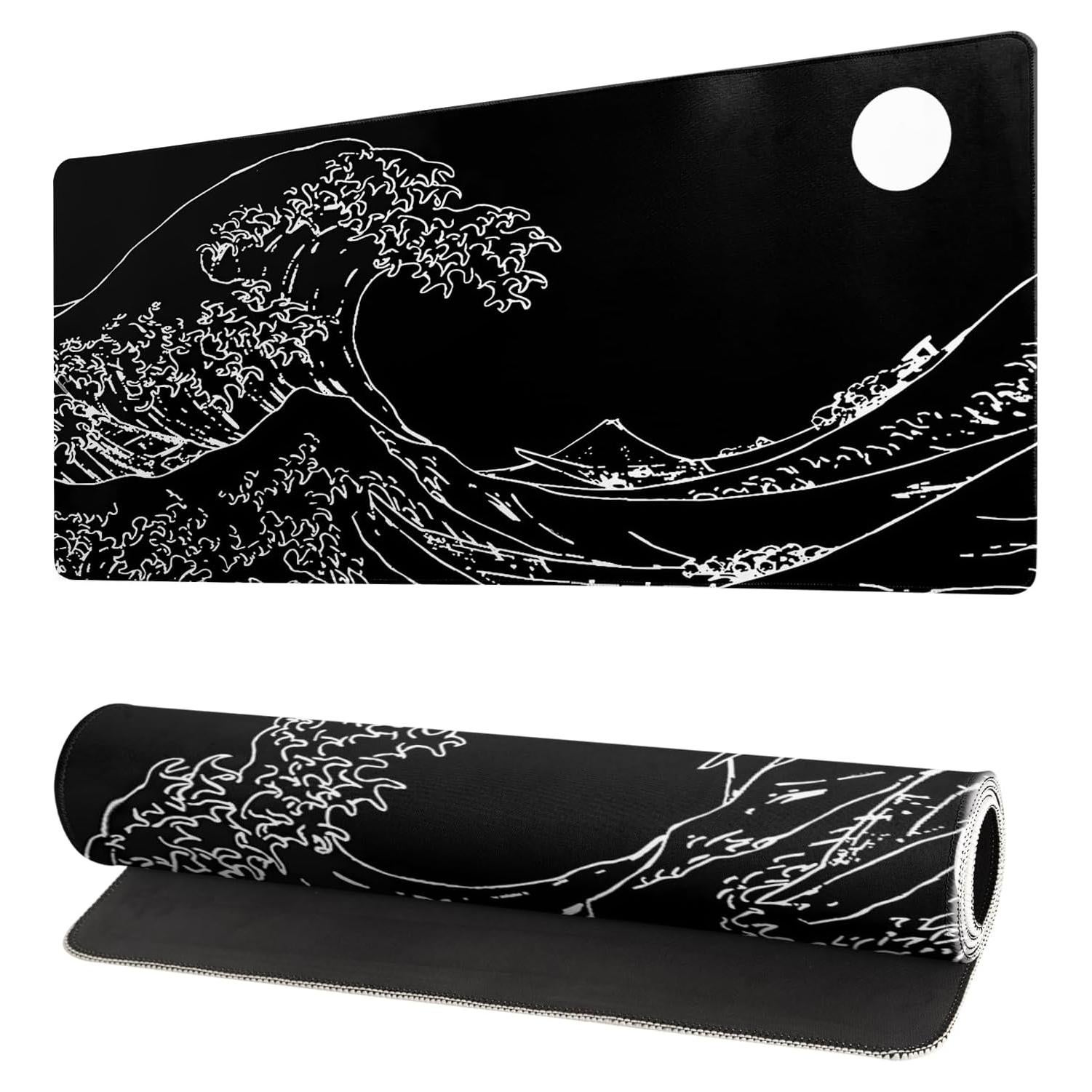 Alfombrilla de Ratón Extendida Siski 70x30 cm Olas Negras