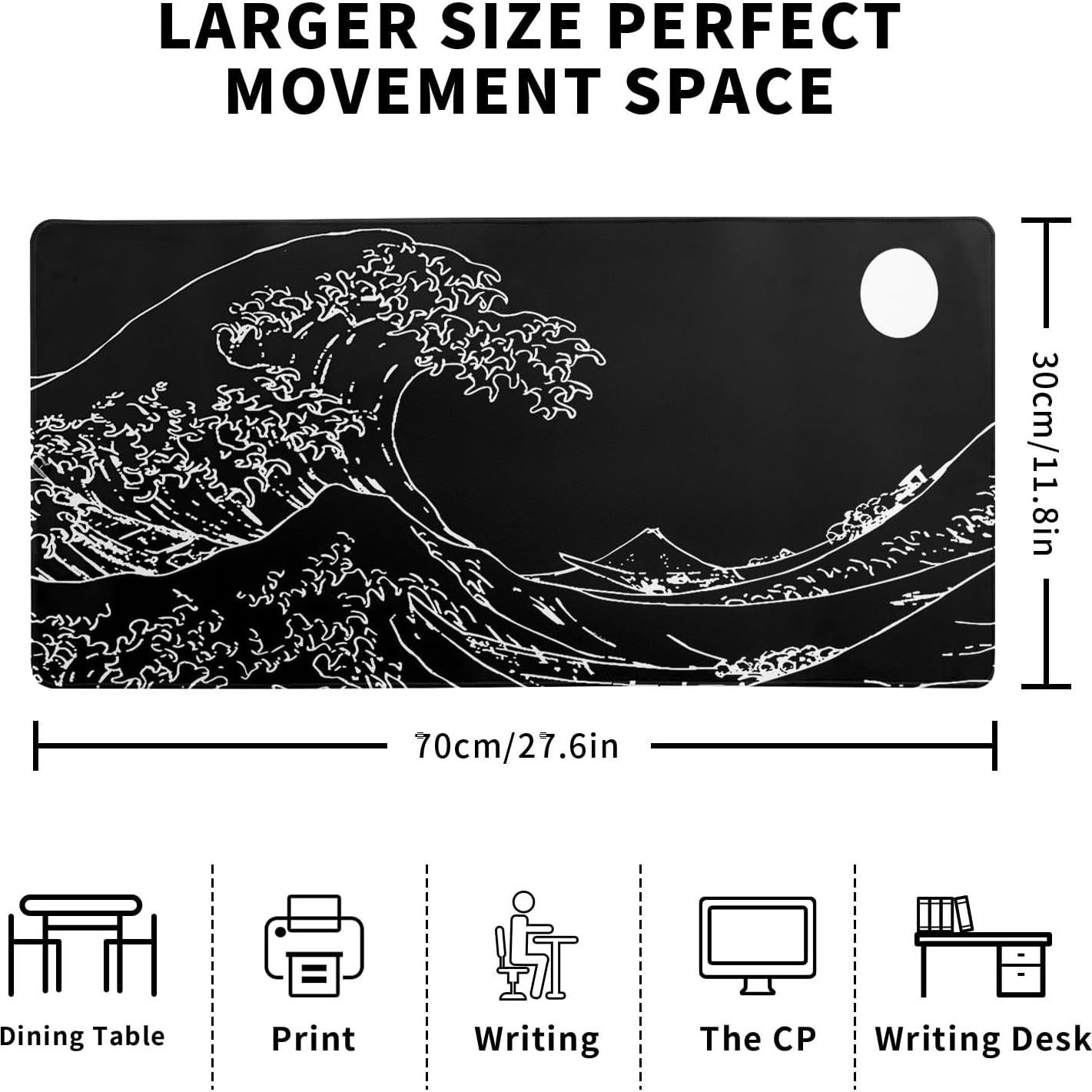 Alfombrilla de Ratón Extendida Siski 70x30 cm Olas Negras