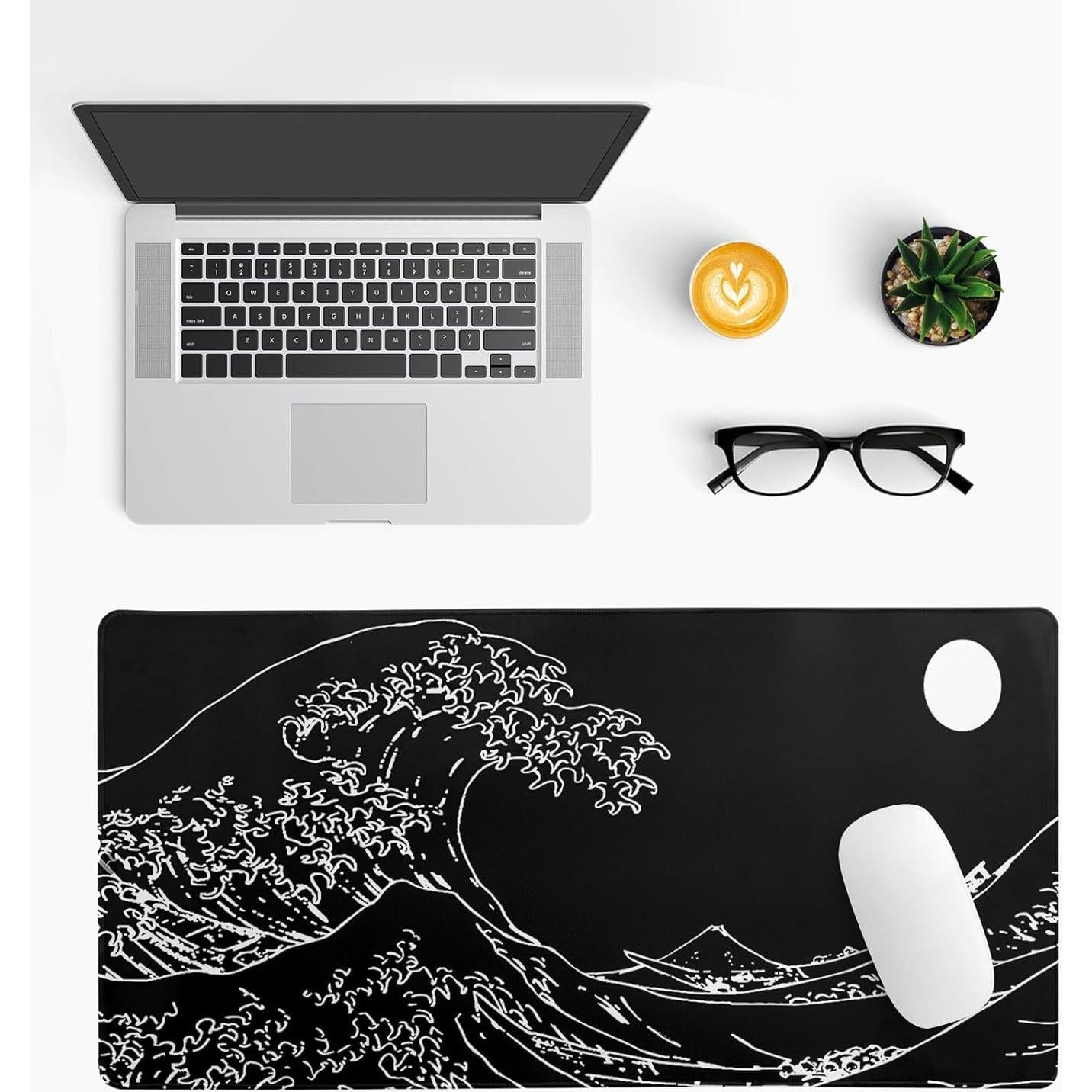 Alfombrilla de Ratón Extendida Siski 70x30 cm Olas Negras