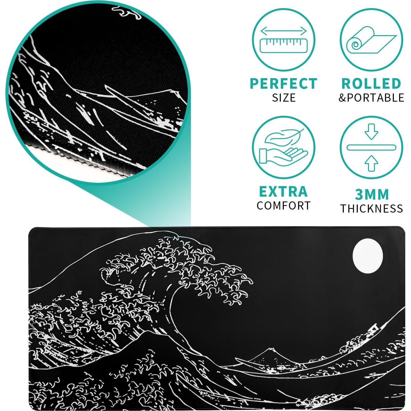 Alfombrilla de Ratón Extendida Siski 70x30 cm Olas Negras