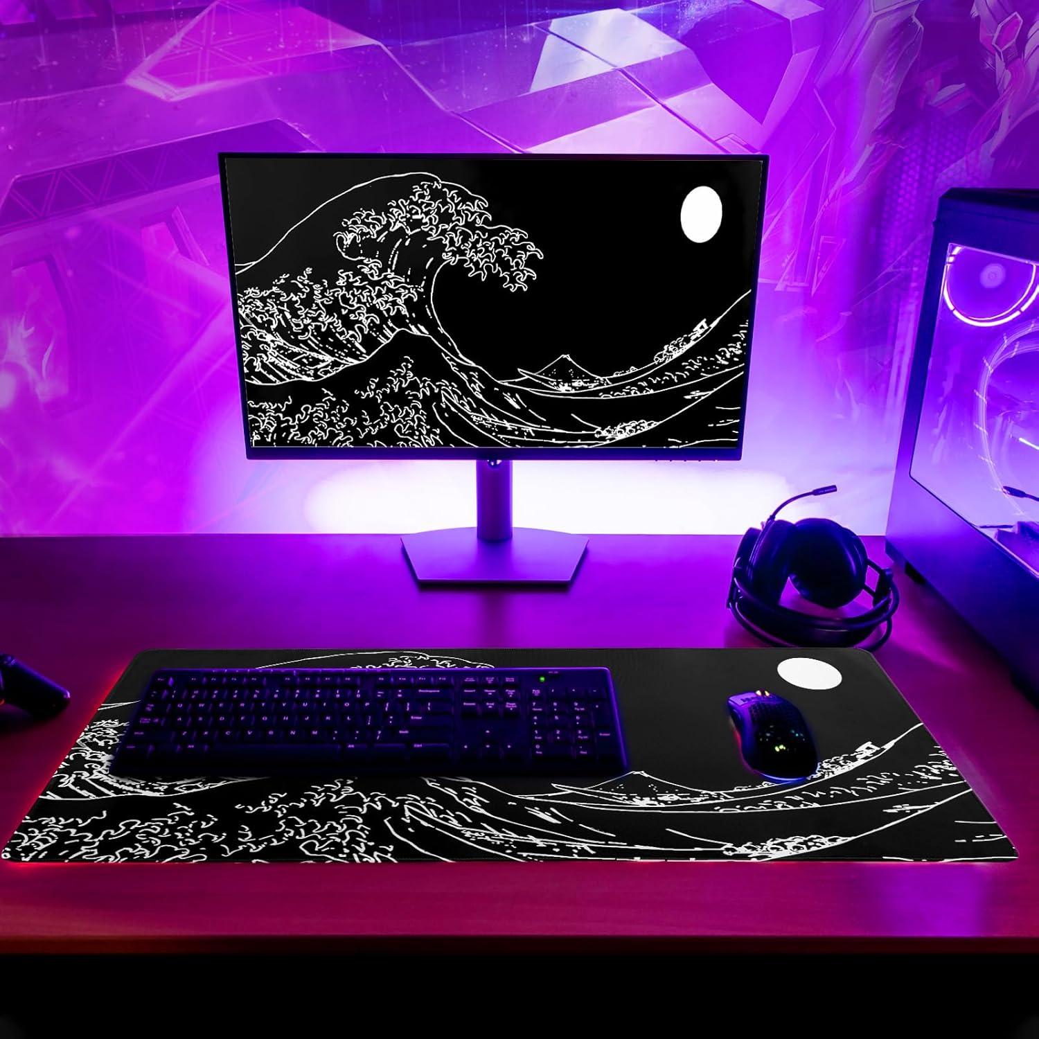 Alfombrilla de Ratón Extendida Siski 70x30 cm Olas Negras