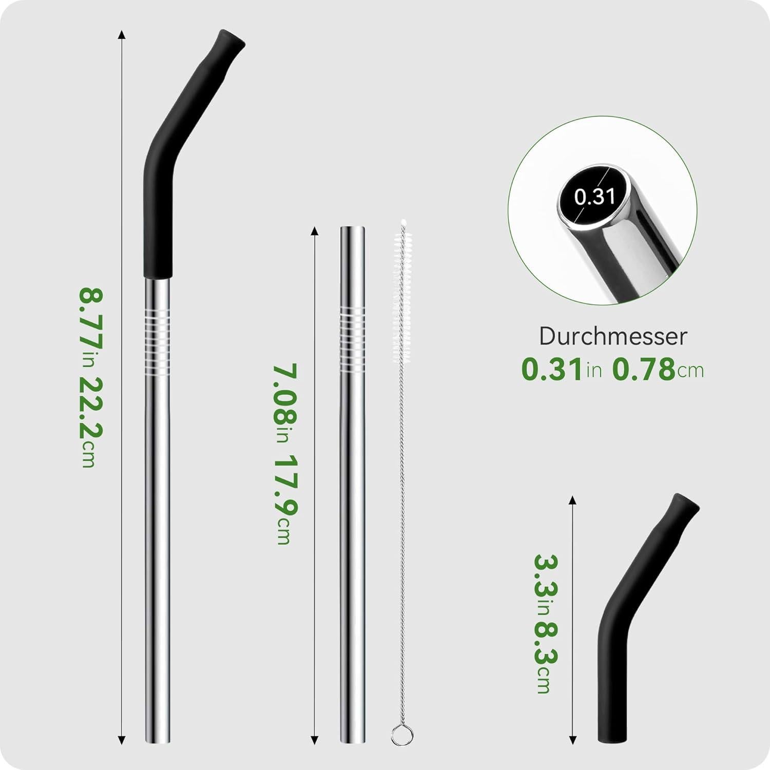 Popotes de Metal Snowfall 17.78 cm con Punta de Silicona - Set 1