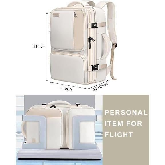 Mochila Expandible Vancropak 40L Aprobada Aerolínea Beige