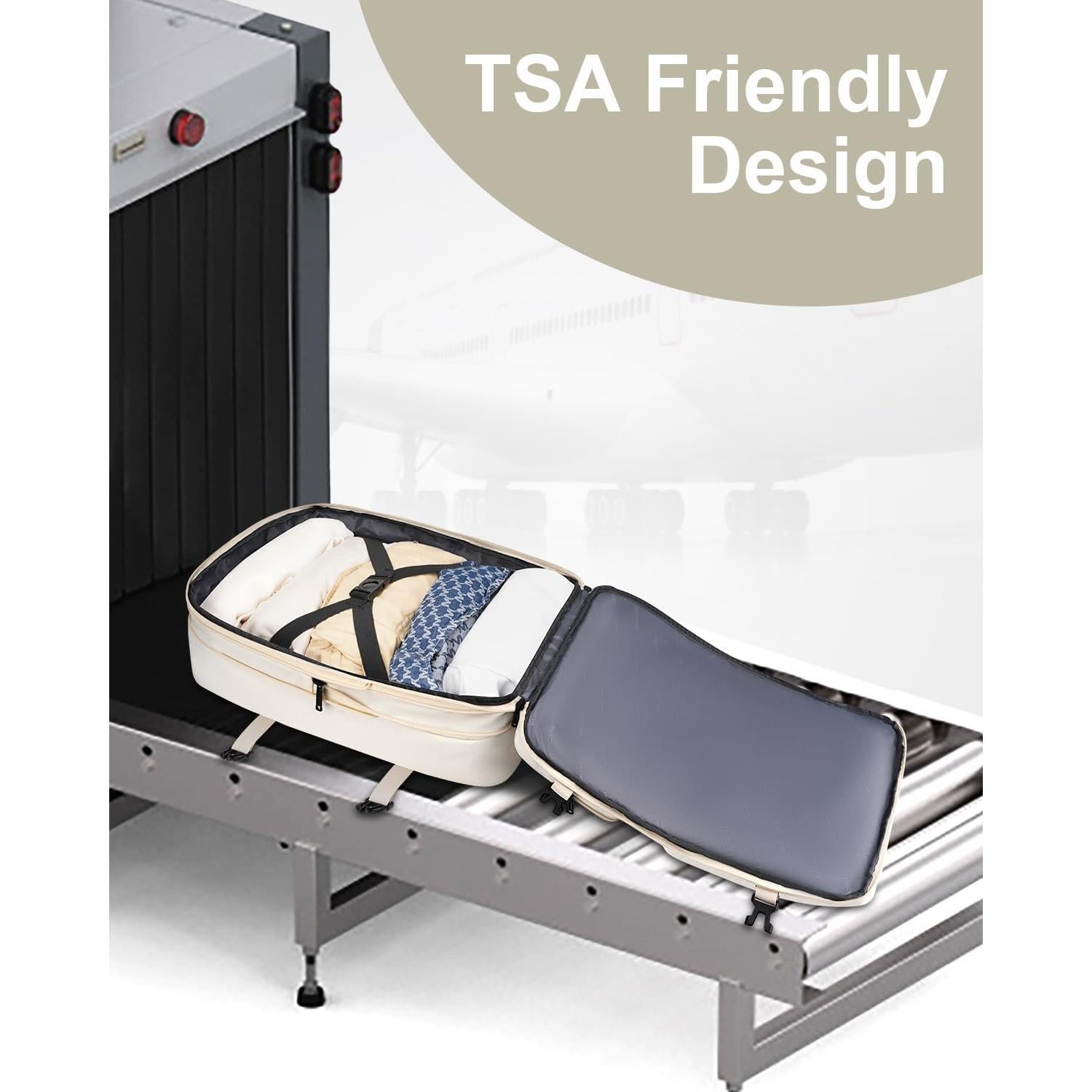 Mochila Expandible Vancropak 40L Aprobada Aerolínea Beige