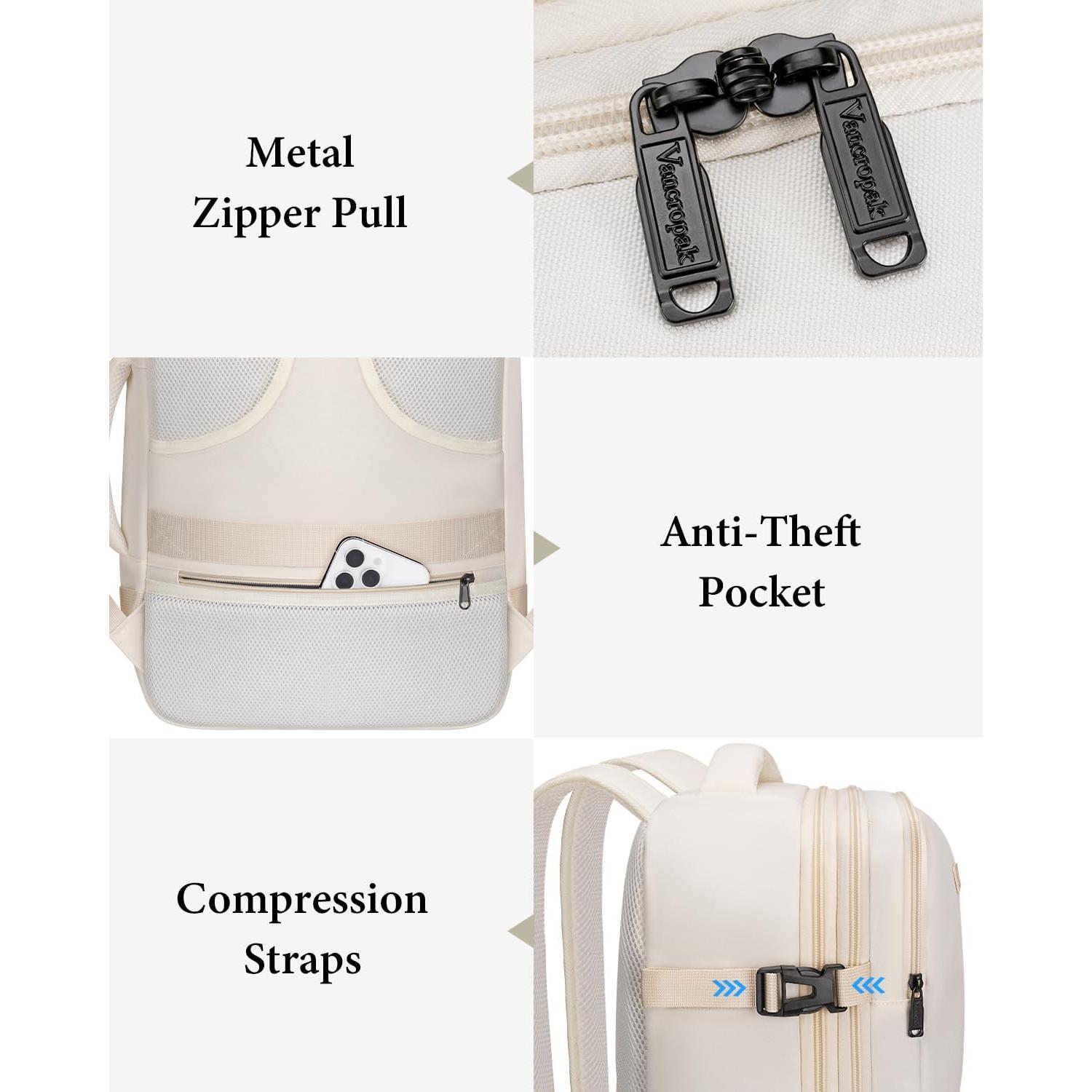 Mochila Expandible Vancropak 40L Aprobada Aerolínea Beige