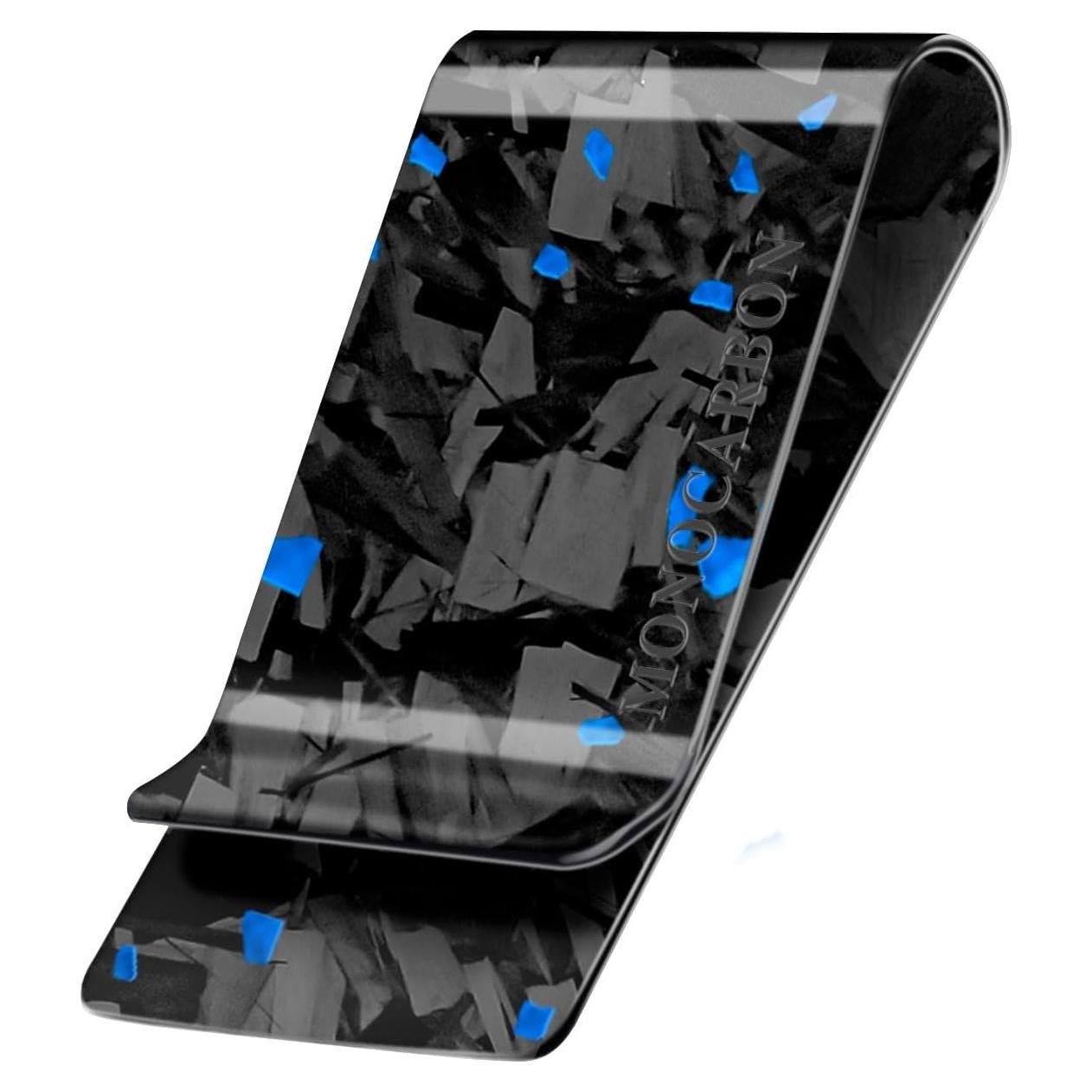 Clip de Dinero MONOCARBON de Fibra de Carbono Azul Forjado