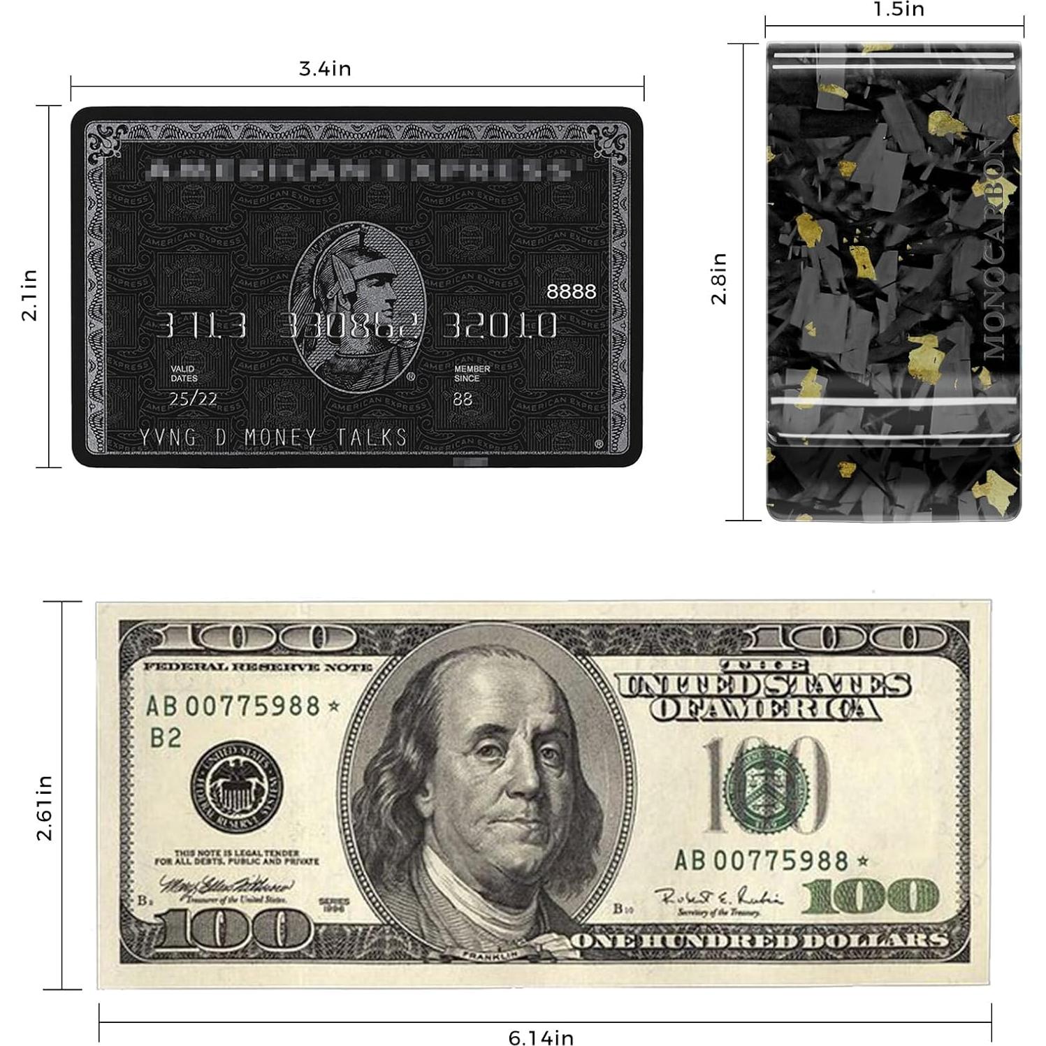 Clip de Dinero MONOCARBON de Fibra de Carbono Azul Forjado