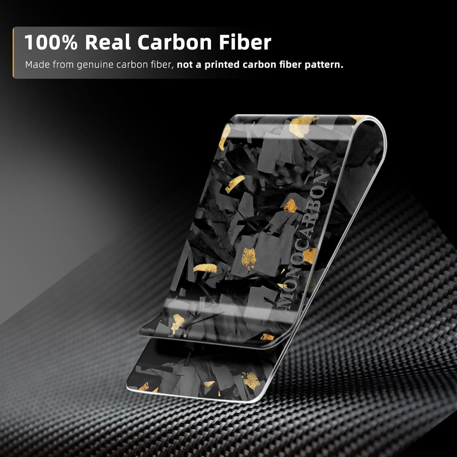 Clip de Dinero MONOCARBON de Fibra de Carbono Azul Forjado