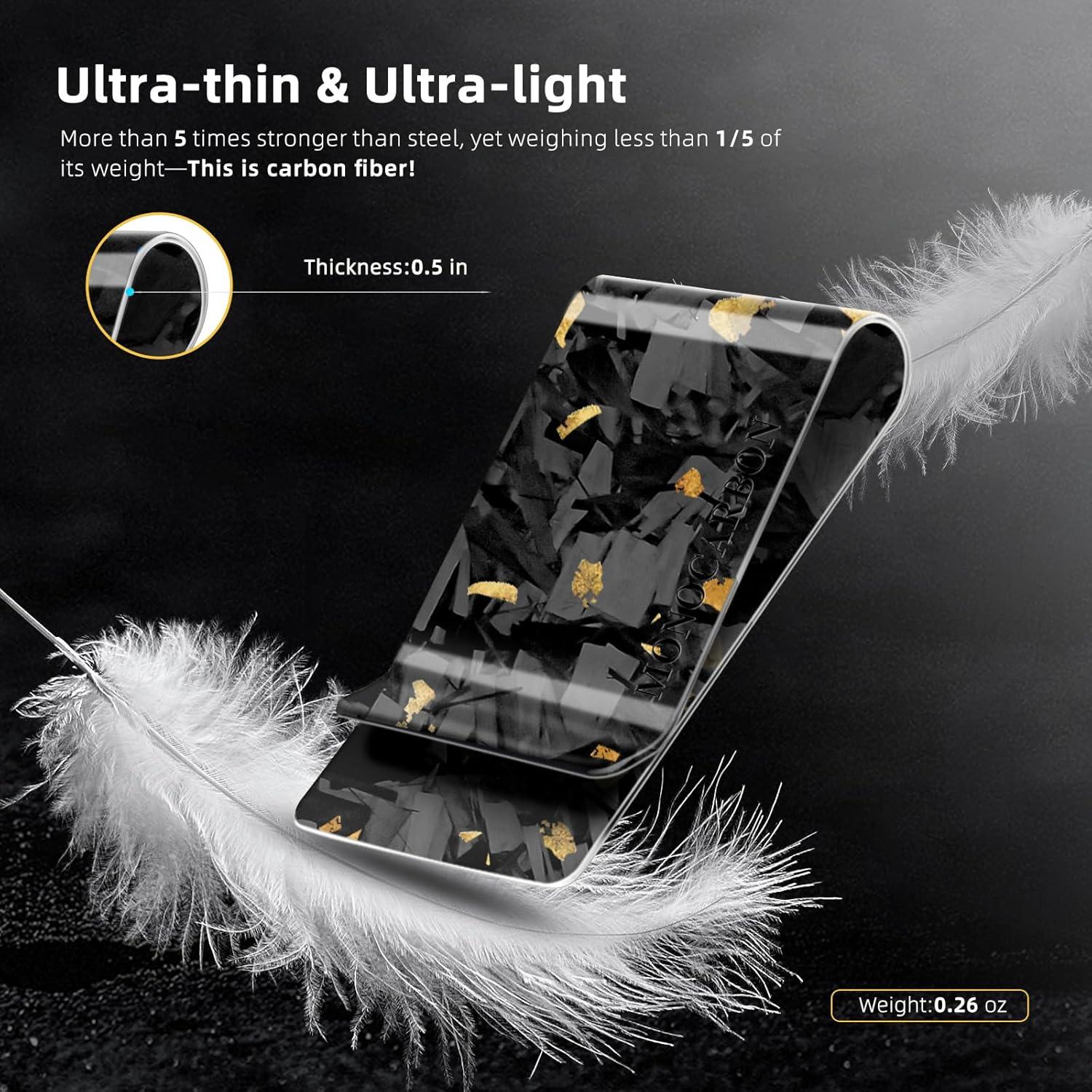 Clip de Dinero MONOCARBON de Fibra de Carbono Azul Forjado