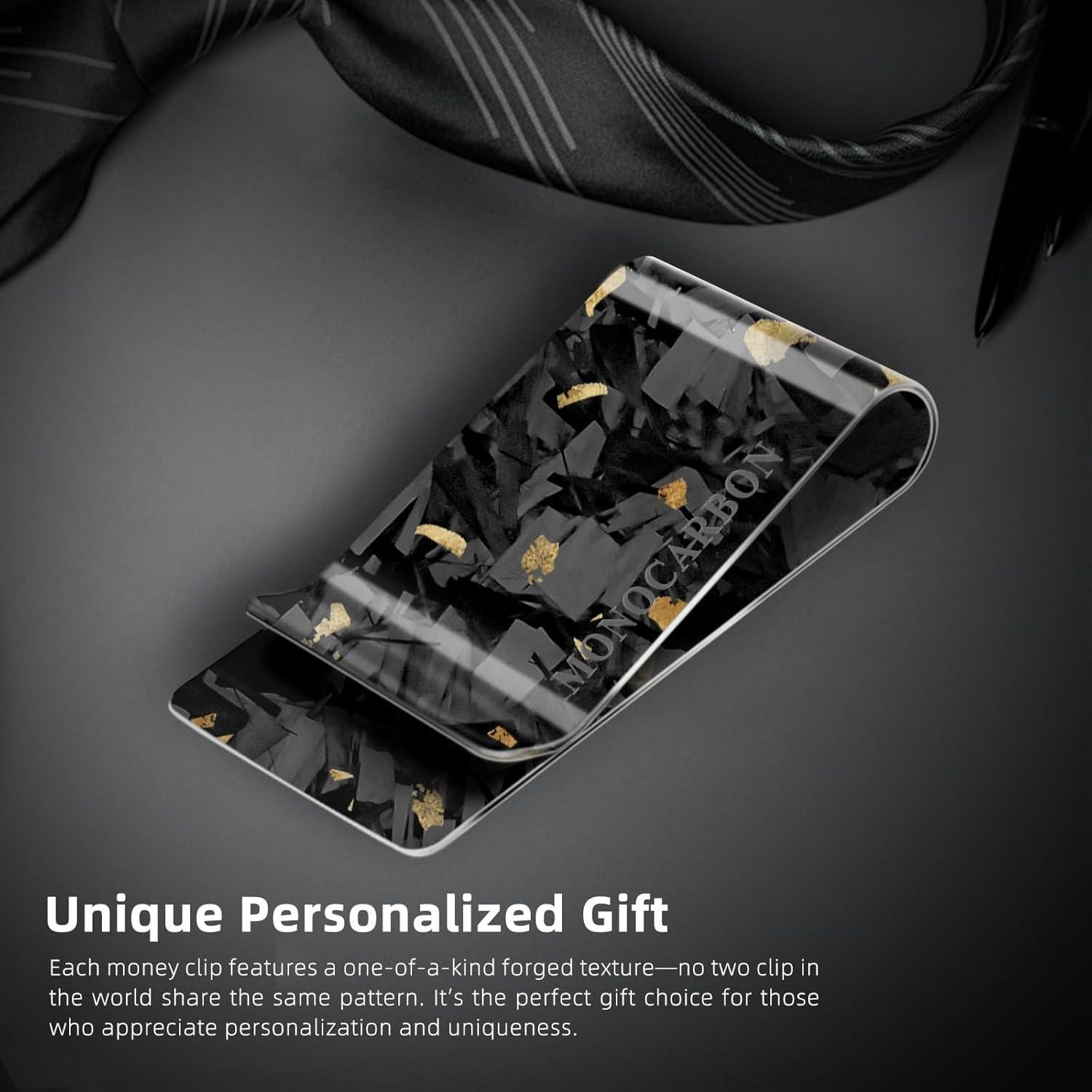 Clip de Dinero MONOCARBON de Fibra de Carbono Azul Forjado