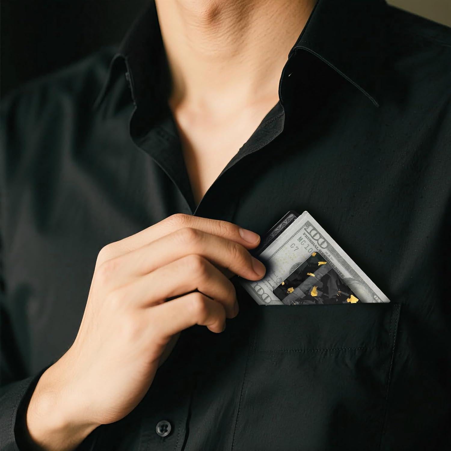 Clip de Dinero MONOCARBON de Fibra de Carbono Azul Forjado