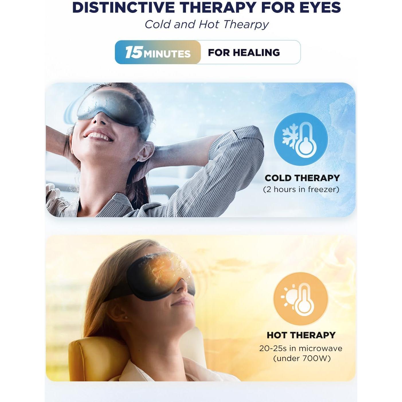 3D Cooling Gel Eye Mask - Reusable Cold Sleep Mask, Eyes Ice Pack with Hot & Cold Compress Therapy for Puffiness, Dark Circles, Dry Eyes, Headaches and Stress Relief (Black,1 Pack)