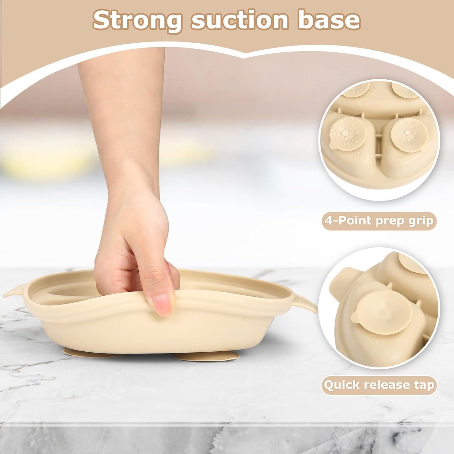 Set de Plato y Cuenco Antideslizante Wesketch Crema 2 Piezas