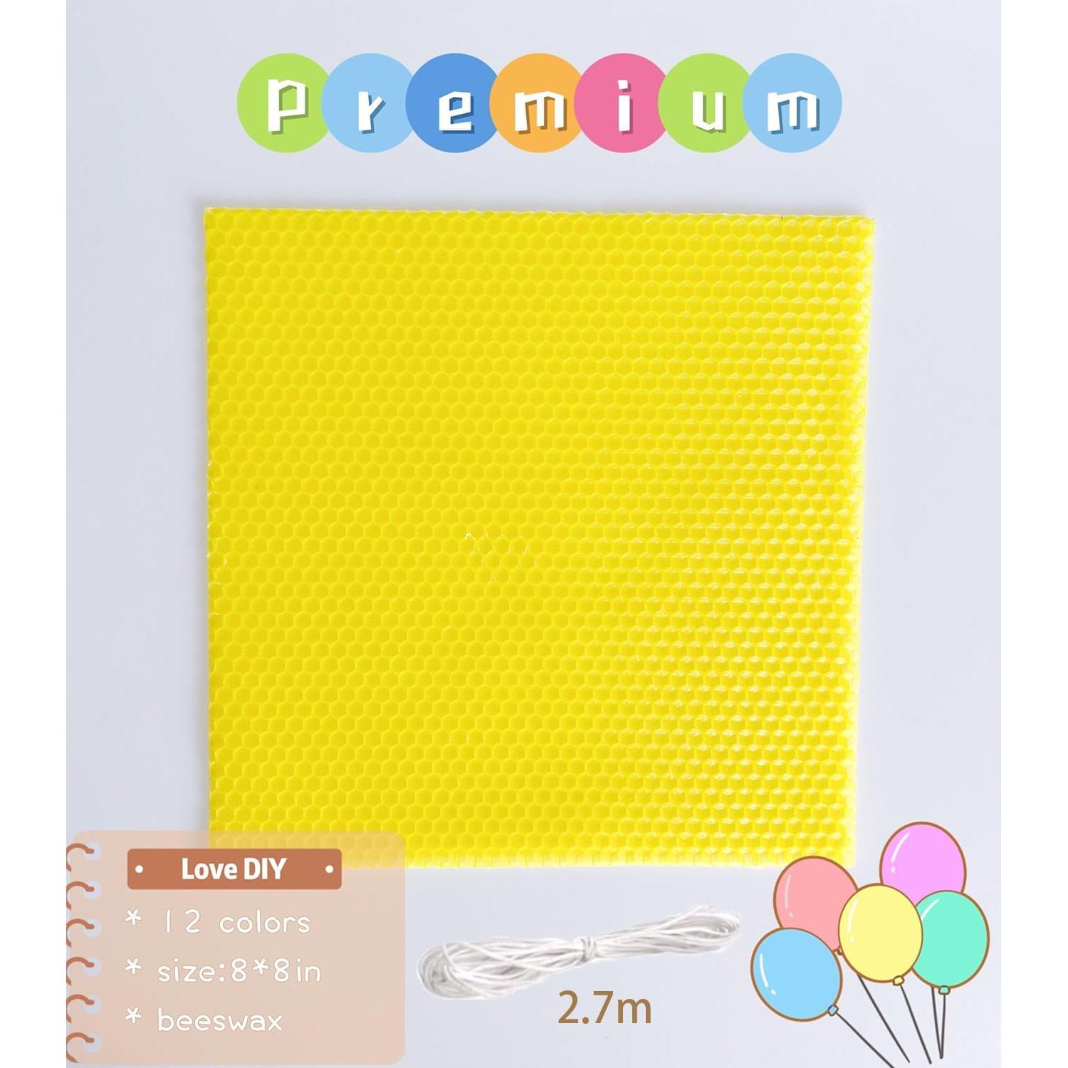 Kit de Fabricación de Velas Phinicco 12 Hojas Cera Abeja 20x20cm