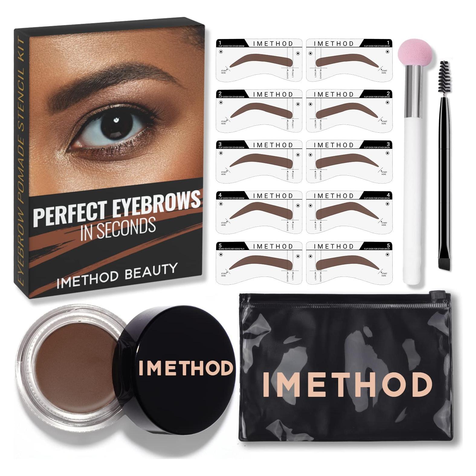 Kit de Sello de Cejas iMethod - Plantillas y Pomada Marrón Medio