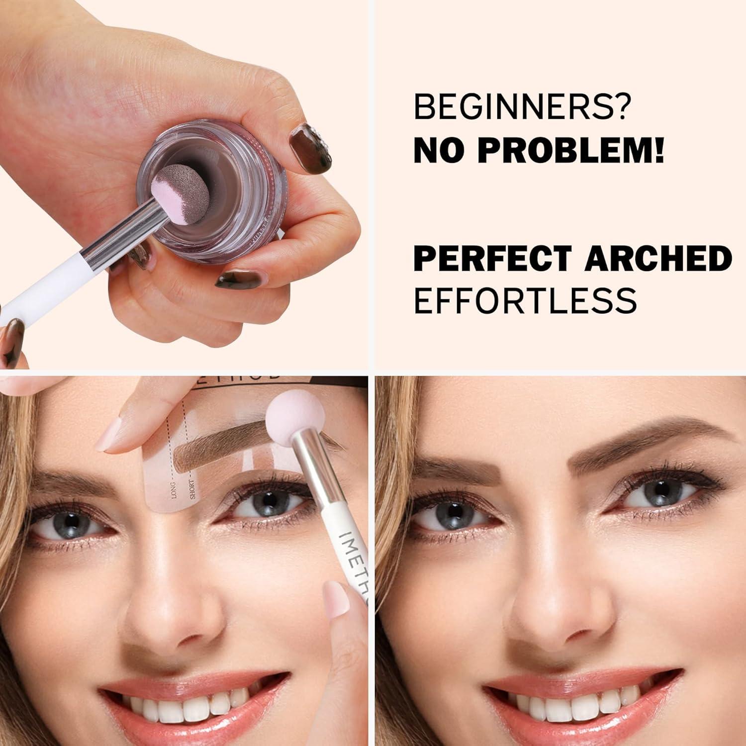 Kit de Sello de Cejas iMethod - Plantillas y Pomada Marrón Medio