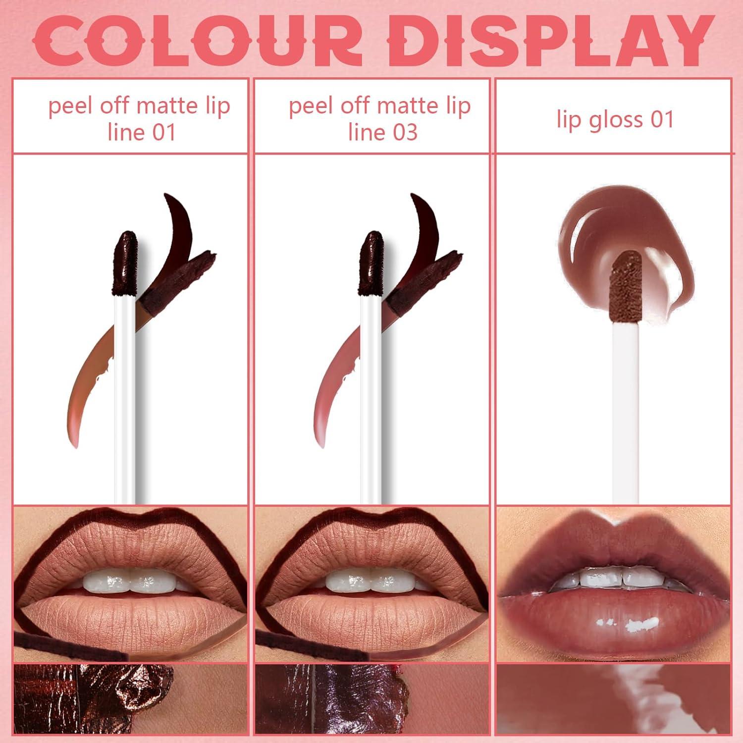 Combo Lápiz Labial Peel Off HOSAILY 2 Colores + Brillo Nutritivo