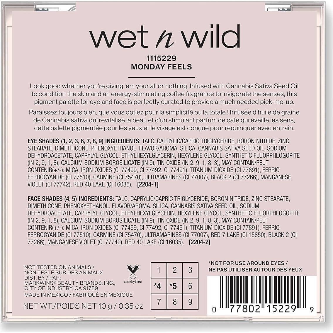 Paleta de Sombras Wet n Wild Sensaciones del Lunes 9 Colores