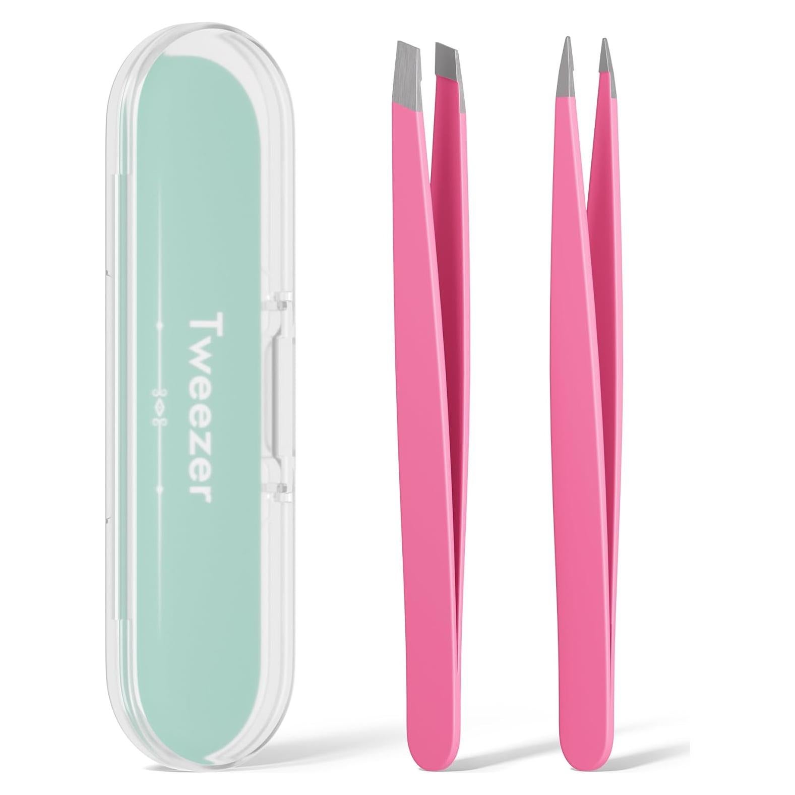 Set de 2 Pinzas de Acero Inoxidable EZ2LIVE Rosa