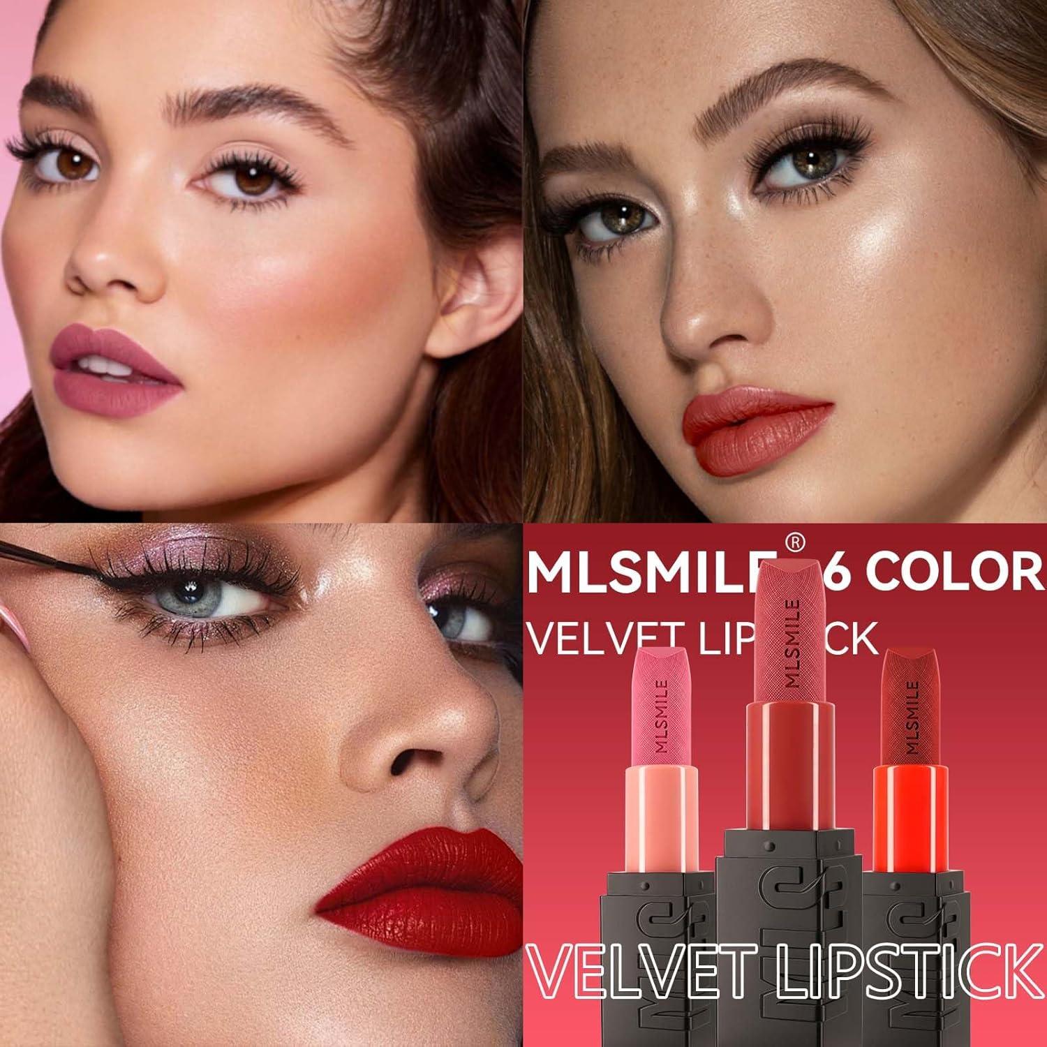 Conjunto de 3 lápices labiales satén MLSMILE a prueba de agua