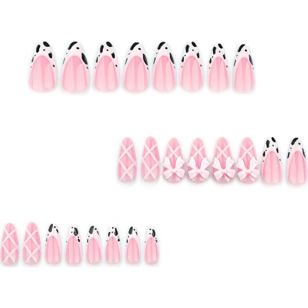 Uñas Postizas Almendra NEWSPIED con Rhinestones 3D - 24 Piezas