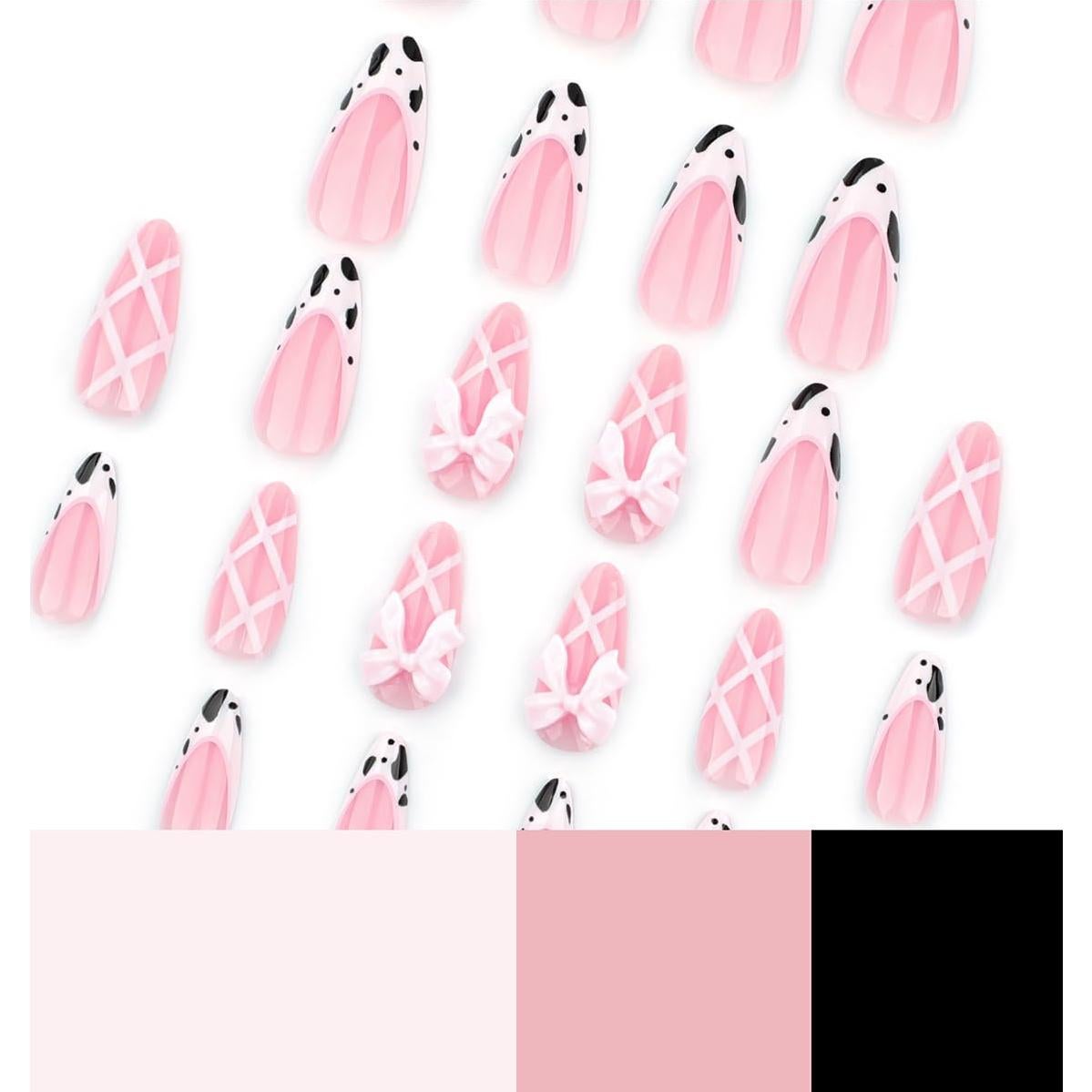 Uñas Postizas Almendra NEWSPIED con Rhinestones 3D - 24 Piezas