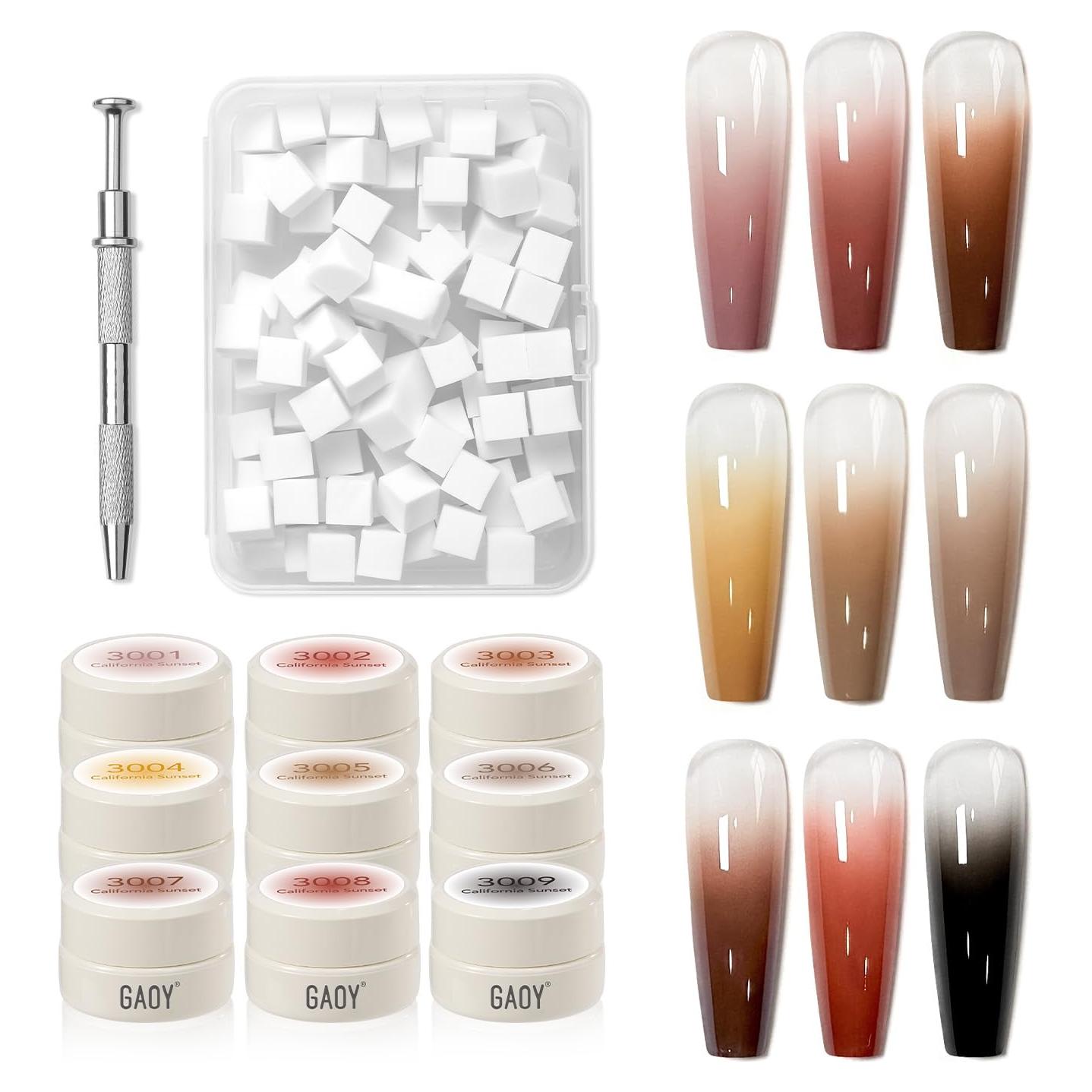 Kit de Esmalte de Uñas en Gel Ombre GAOY - 9 Colores UV LED