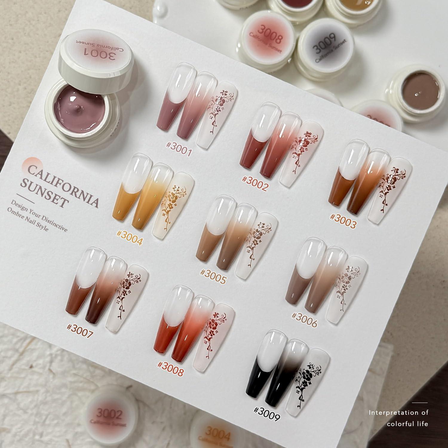 Kit de Esmalte de Uñas en Gel Ombre GAOY - 9 Colores UV LED