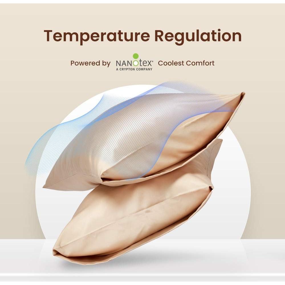 Funda de Almohada de Satén SLEEP ZONE Rey Almendra Buff - 2 Piezas