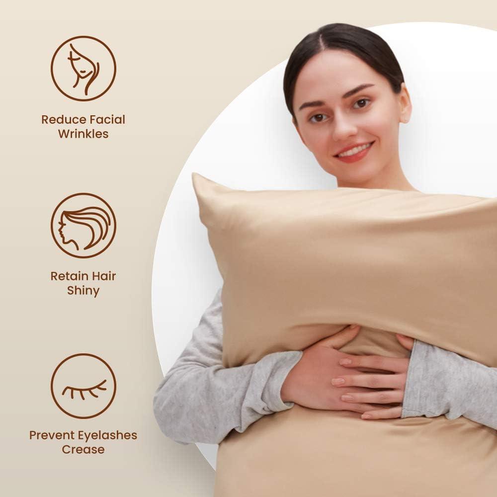 Funda de Almohada de Satén SLEEP ZONE Rey Almendra Buff - 2 Piezas