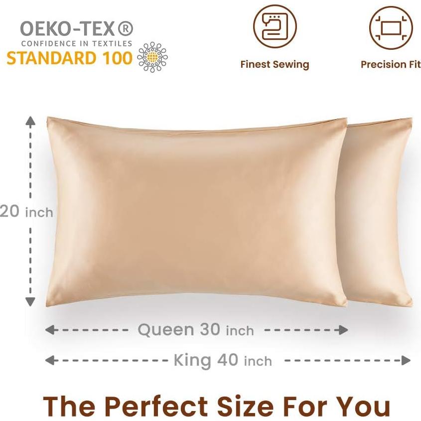 Funda de Almohada de Satén SLEEP ZONE Rey Almendra Buff - 2 Piezas